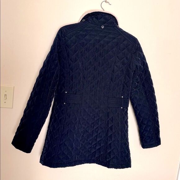 Laundry by Shelli Segal Quilted Puffer Jacket Coat Blue Small Long - Picture 5 of 9